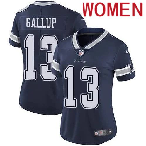 Women Dallas Cowboys #13 Michael Gallup Nike Navy Vapor Limited NFL Jersey->women nfl jersey->Women Jersey